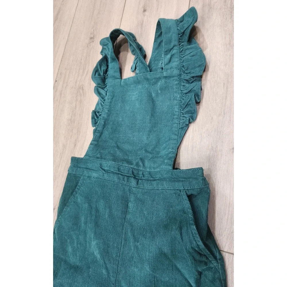Hanna Andersson Girls Overalls Green Corduroy Ruffle Wide‎ Leg Size 120 US 6-7